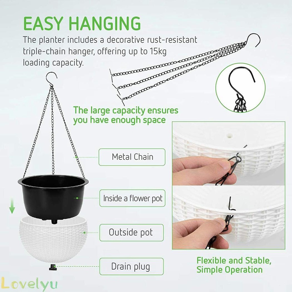2 Chậu Hoa Treo Tường Tự Tưới Nước