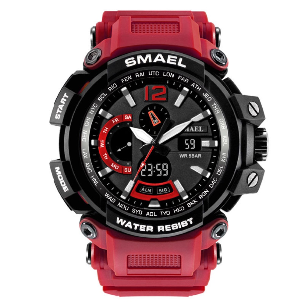 MACmk SMAEL Men Waterproof Quartz Electronic 2-display Luminous Sports Wrist Watch