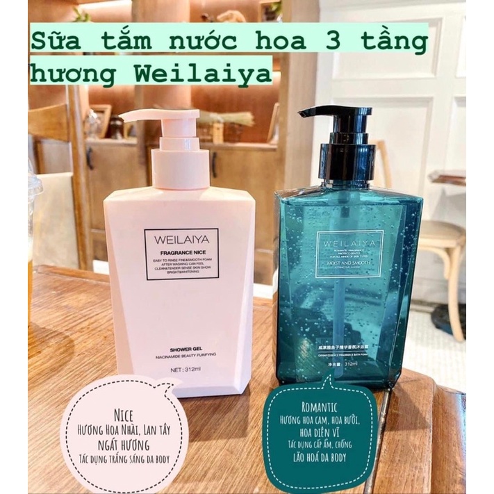 Sữa tắm Weilaiya trắng da hương nước hoa xanh