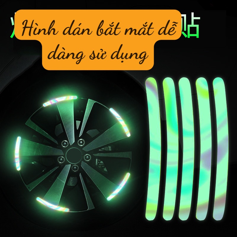 Set 20 miếng dán phản quang 7 màu độc đáo dùng để trang trí bánh xe ô tô phụ kiện ô tô Mộc Lan