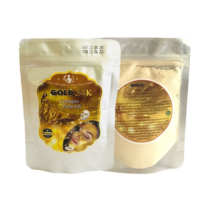 Bột đắp mặt nạ collagen vàng 24k gói 100gr  giúp da trắng hồng tươi trẻ sau mỗi lần đắp mặt nạ - MCV