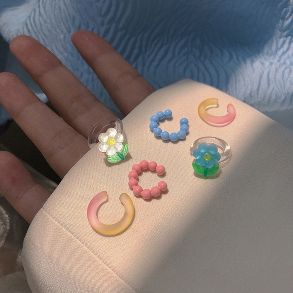 Set 3 Khuyên Tai Đính Hạt Nhựa Acrylic Dễ Thương Phong Cách Hàn Quốc