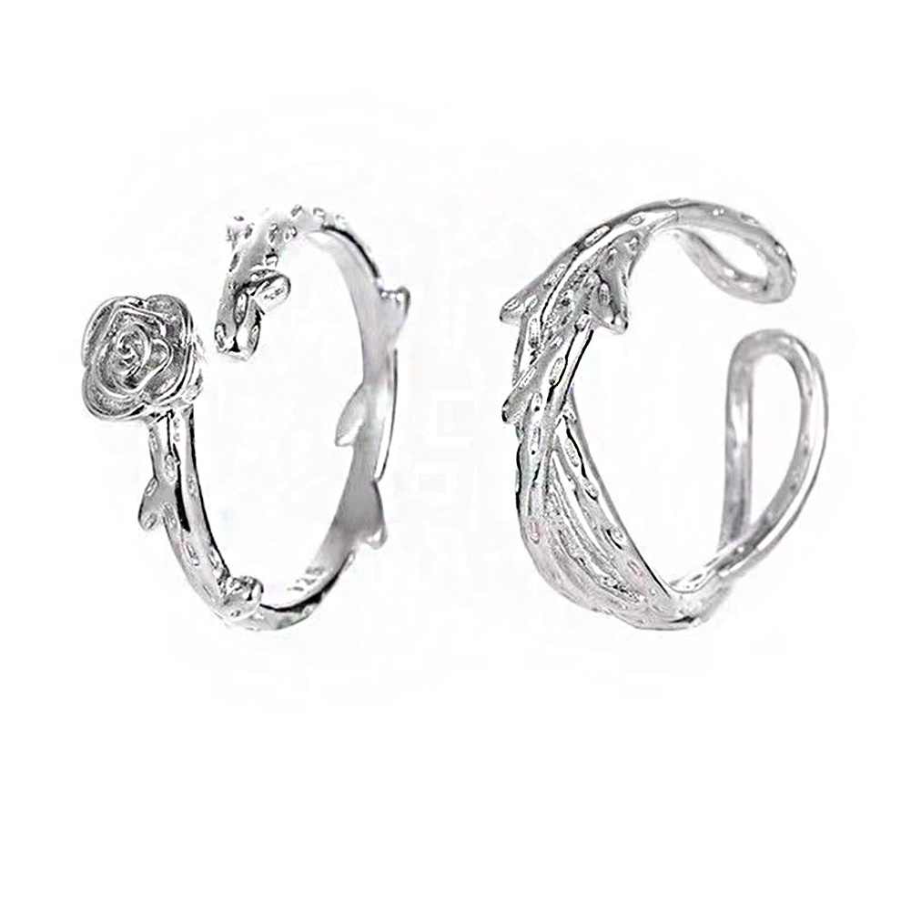 Nhẫn Hở Hình Hoa Hồng Màu Bạc Phong Cách Gothic Thời Trang Cho Nam Và Nữ