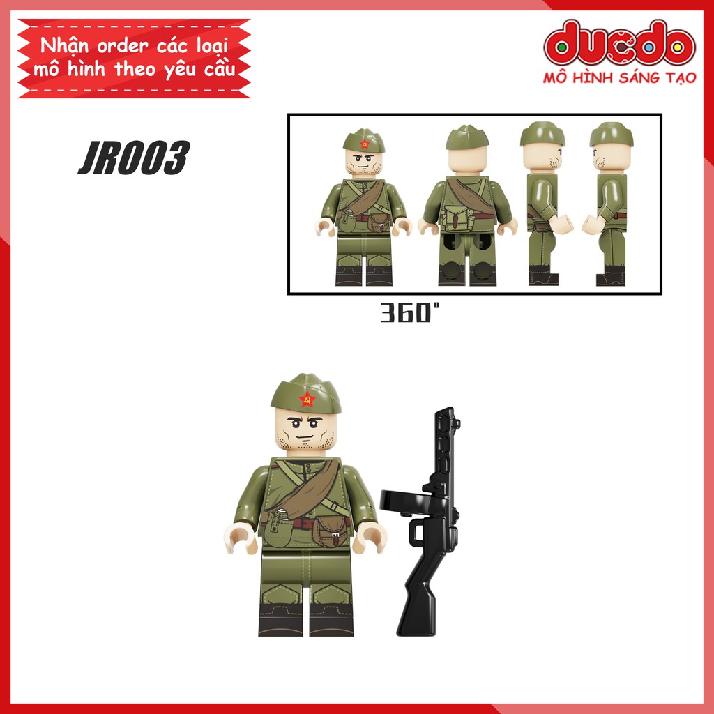 Minifigures lính Hồng quân Liên xô trong chiến tranh thế giới - Đồ chơi Lắp ghép Xếp hình Mô hình Mini WW2 JR001 004