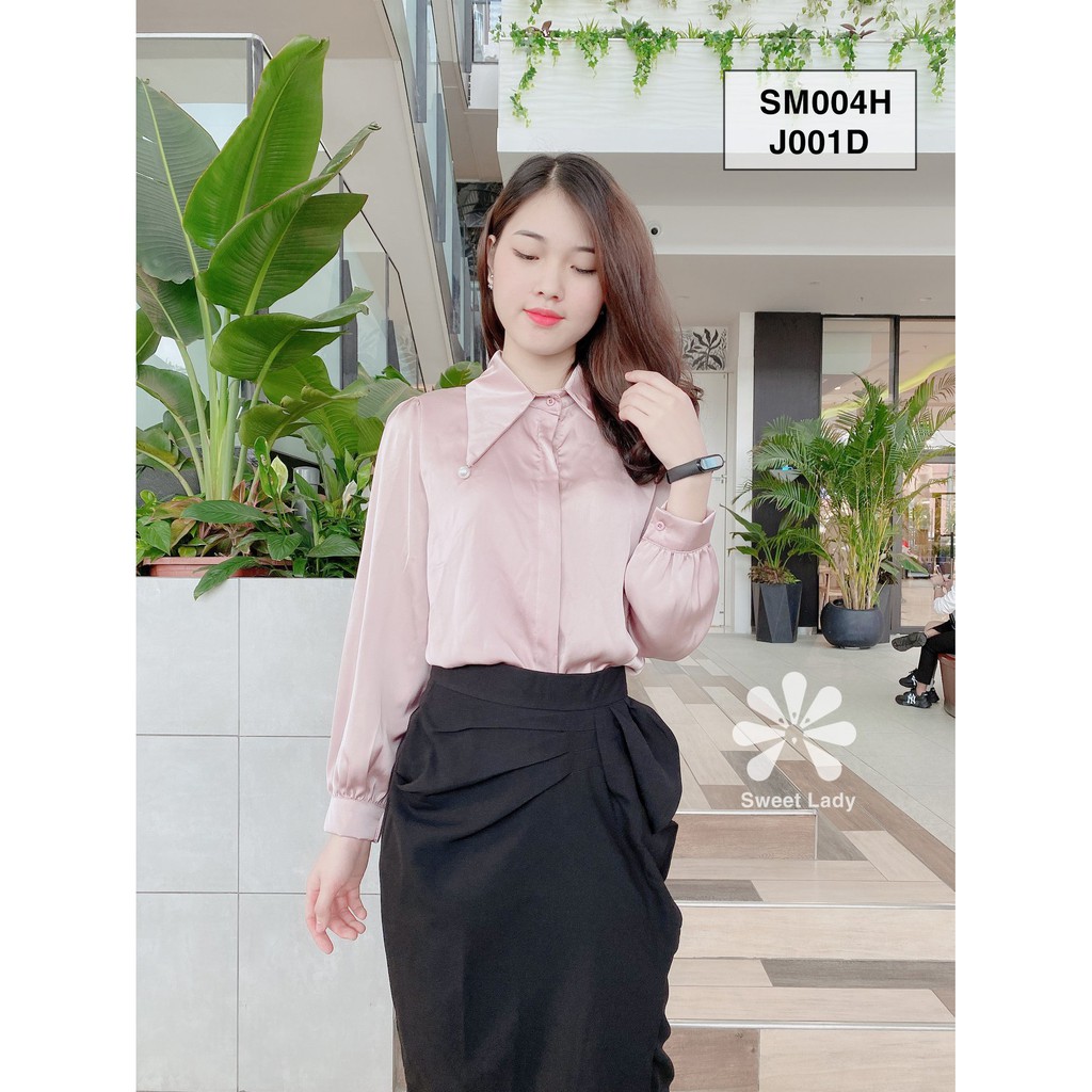 Áo sơ mi lụa công sở kiểu hàn quốc sang chảnh sweetlady ảnh thật freeship
