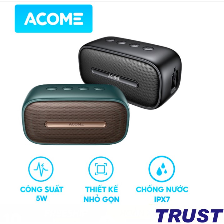 Acome A8 Loa Bluetooth Công Suất 5W Nhỏ Gọn Tiện Lợi Âm Thanh Cực Lớn Bluetooth 5.0 Chống Nước IPX7 Hàng Chính Hãng