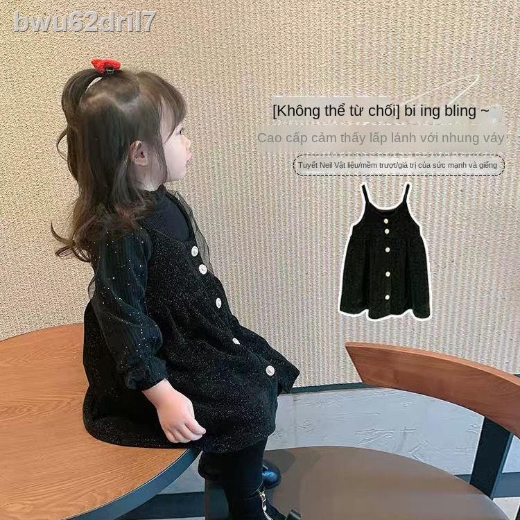 ♦Cô gái áo vest váy baby 2021 mới mùa đông trẻ em cộng với nhung công chúa