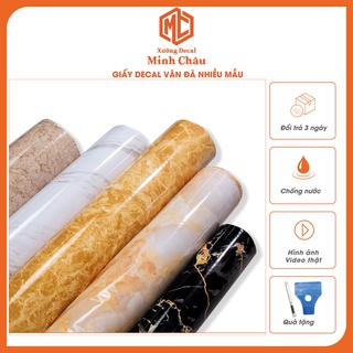 Giấy dán tường vân đá Minh Châu decal giả đá nhiều mẫu chống nước dầu mỡ rẻ đẹp