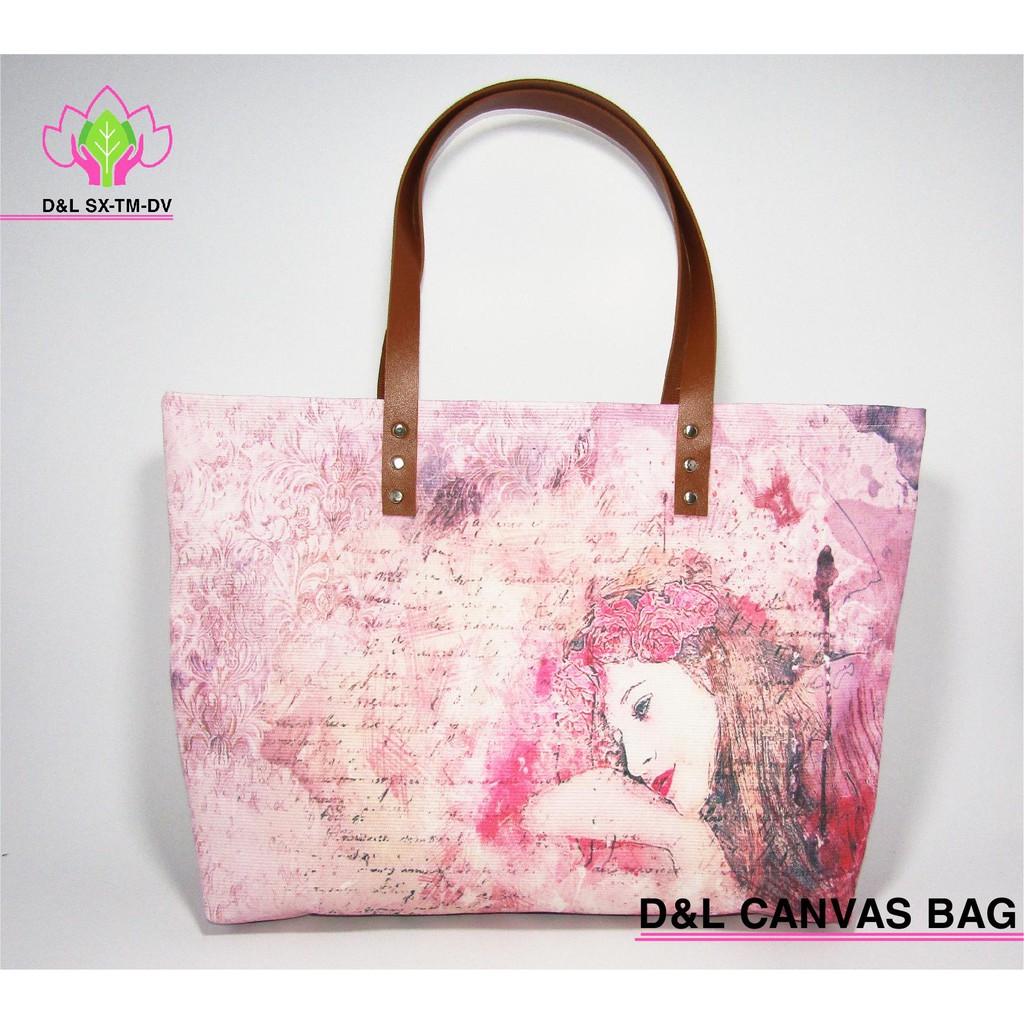 Túi Vải Bố Canvas Độc Quyền Tại D&amp;L Canvas  ( Siêu Phẩm Pic Girl Hoa Hồng )