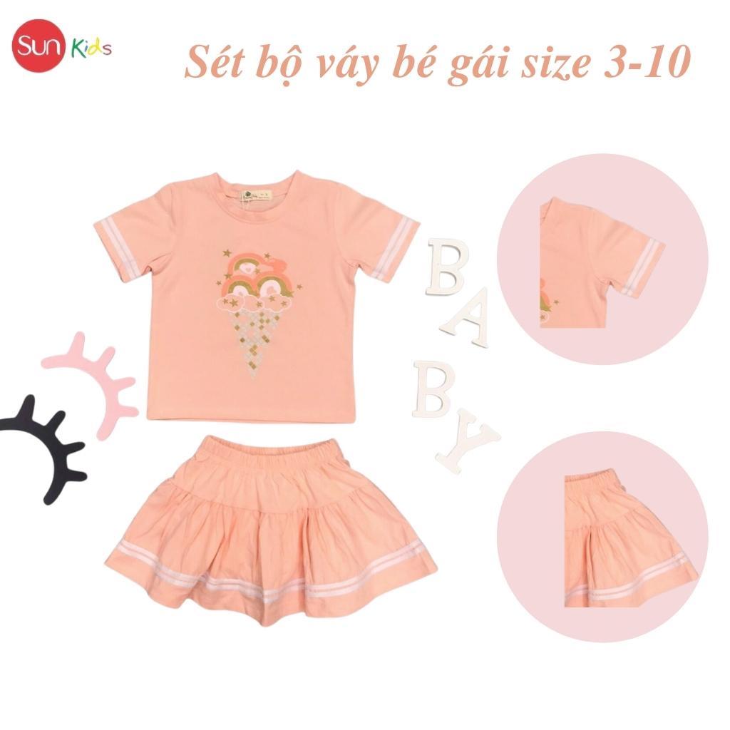 Đồ bộ thun bé gái, đồ bộ trẻ em chất cotton, có nhiều màu, size 3-10 tuổi - SUNKIDS