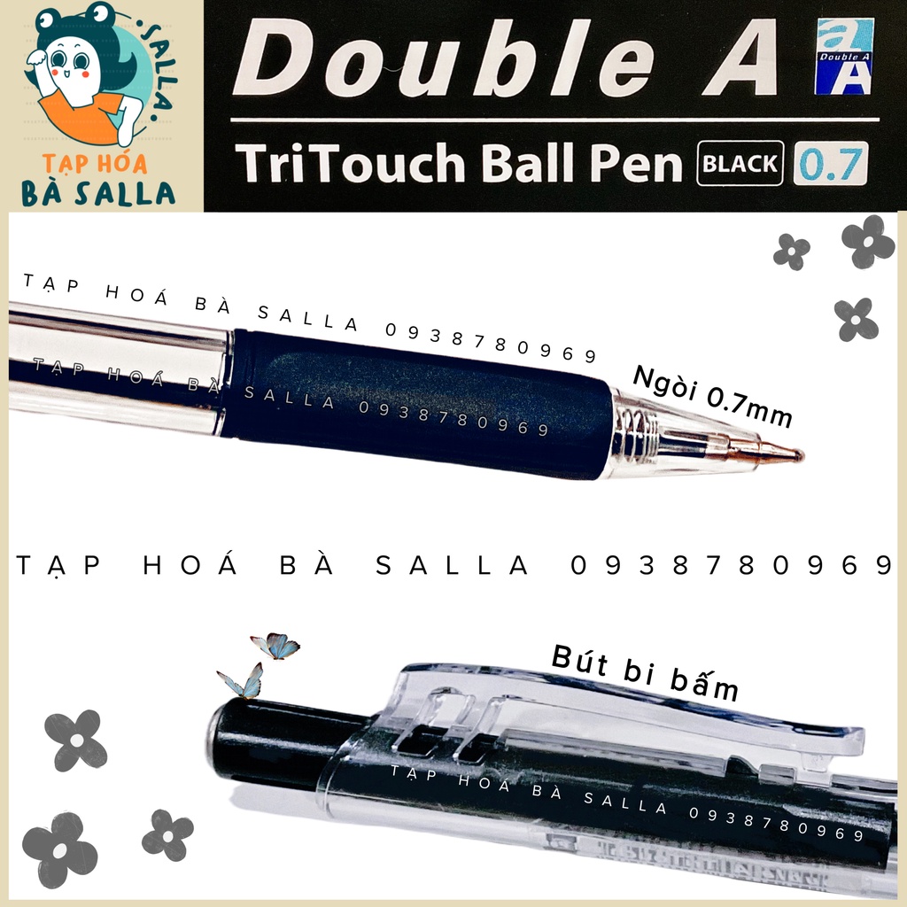 Hộp 12 Cây Bút Bi Double A Tri Touch Mực Xanh, Đỏ, Đen