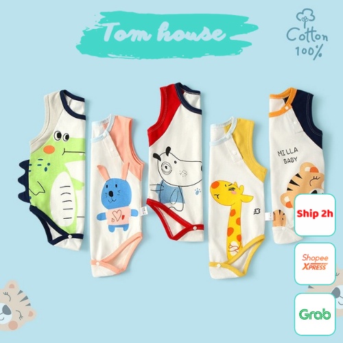 Bodysuit Sát Nách Cho Bé Trai Bé Gái Sơ Sinh Thoáng Mát Mùa Hè 30BDDU