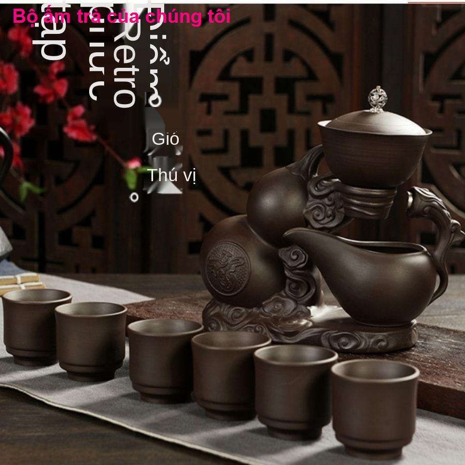 đồ ănLazy Đá sáng tạo bán tự động Mupan Kung Fu Tea Brewer Ice Cracked Bộ trà đất sét tím Đặt ấm gốm sứ gia dụng