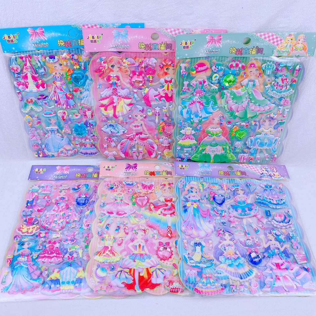 Sticker 2 Lớp Thay Trang Phục Công Chúa cỡ 20*23 cm nhiều mẫu mới về