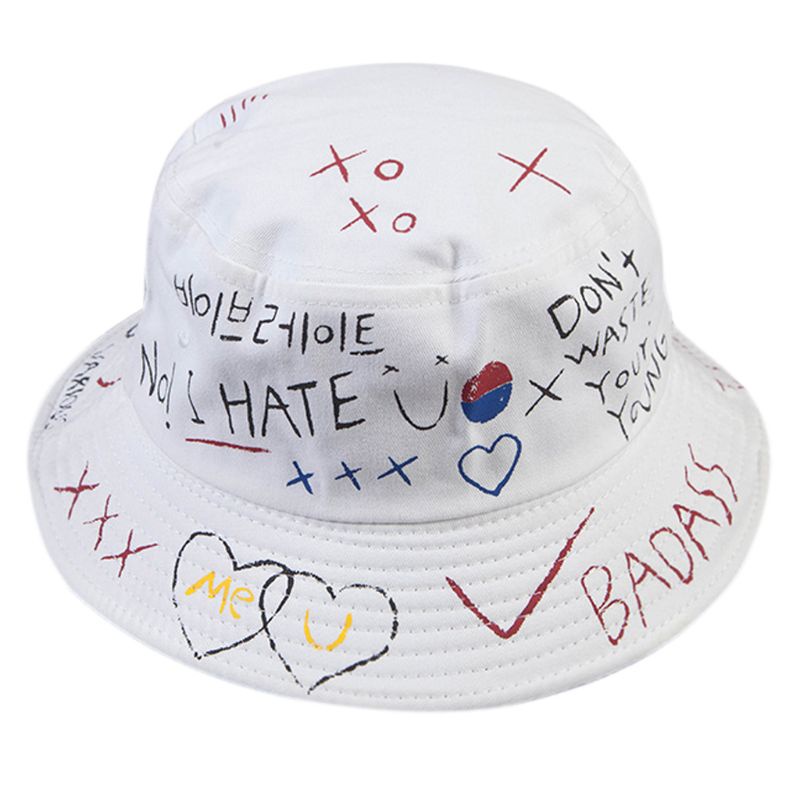 Nón Tai Bèo In Chữ Graffiti Phong Cách Hip Hop Hàn Quốc Unisex