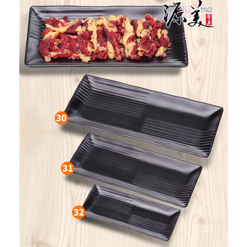 Đĩa hình chữ nhật chất nhựa Melamine cao cấp để thịt nướng BBQ, trang trí thức ăn, bàn tiệc đủ size
