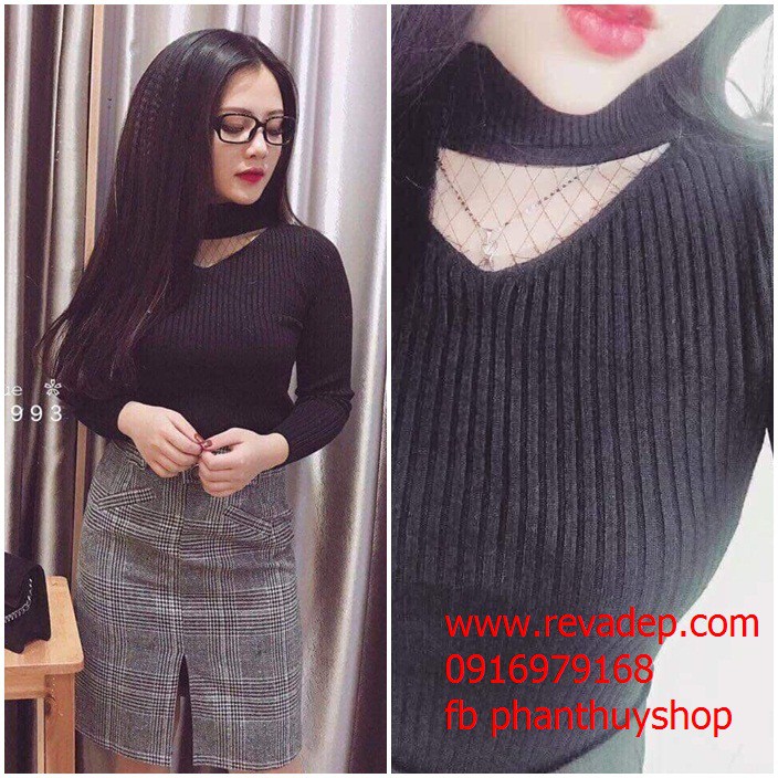 Áo len phối lưới hàng đẹp