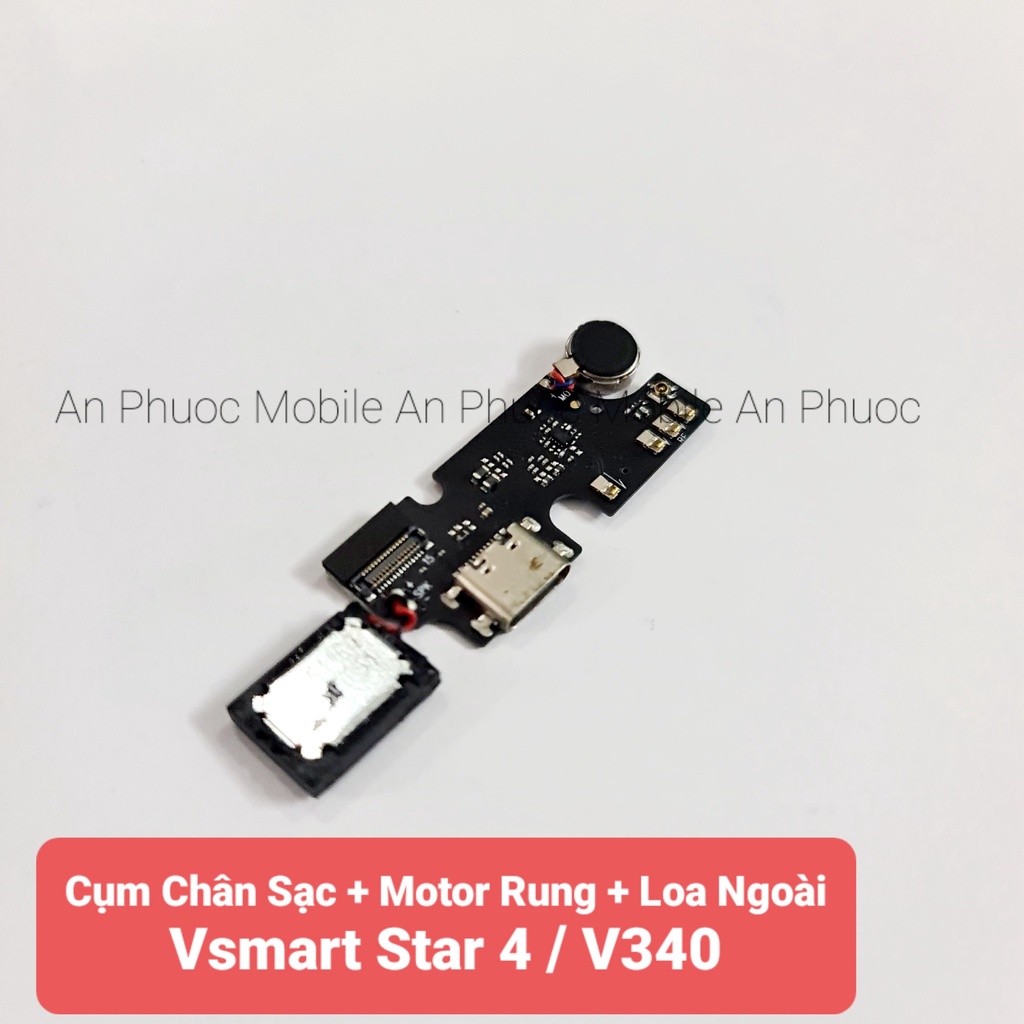 Cụm chân sạc +  Loa ngoài + Motor rung Điên thoại Vsmart Star 4 hàng Zin tháo máy