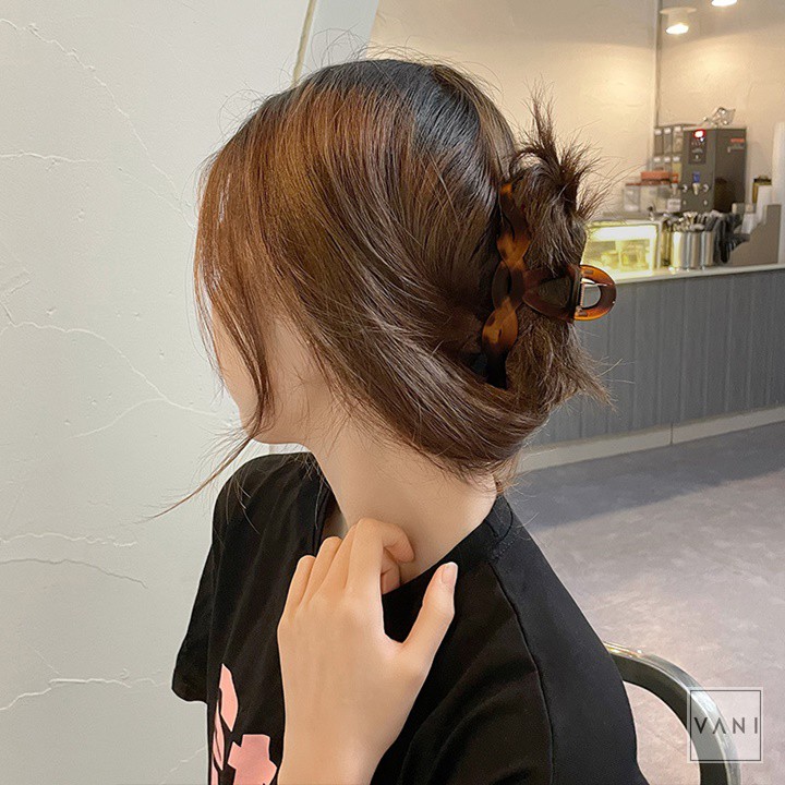 Kẹp Tóc Càng Cua Kiểu Xoắn Xích, Nhựa Màu Thạch Trong - Vani Store