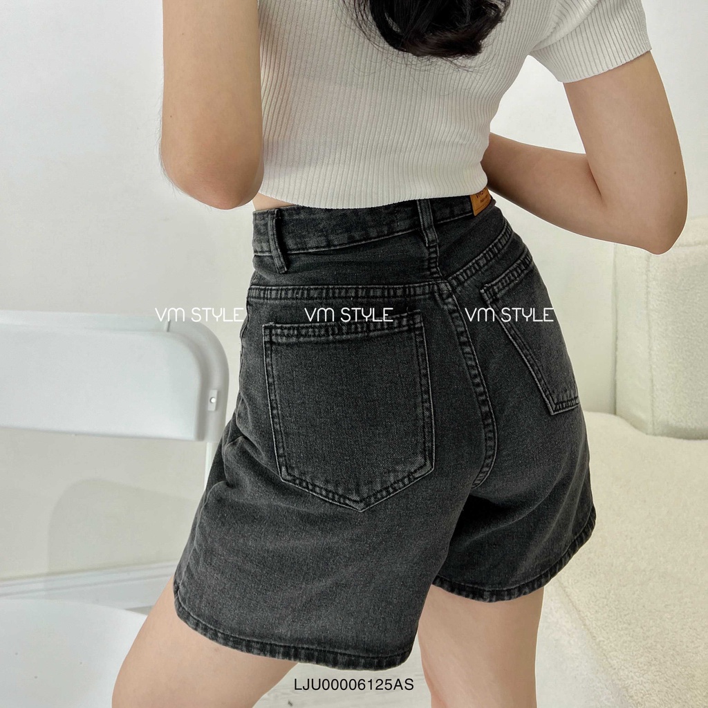 Quần short jean nữ VM Shop, quần ngố lửng màu đen trơn (không co giãn) 37-38 LJU00006