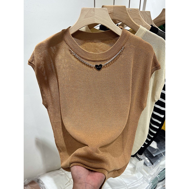 Áo Dệt Kim Sát Nách Thiết Kế Đơn Giản Hợp Thời Trang Cho Bạn Gái