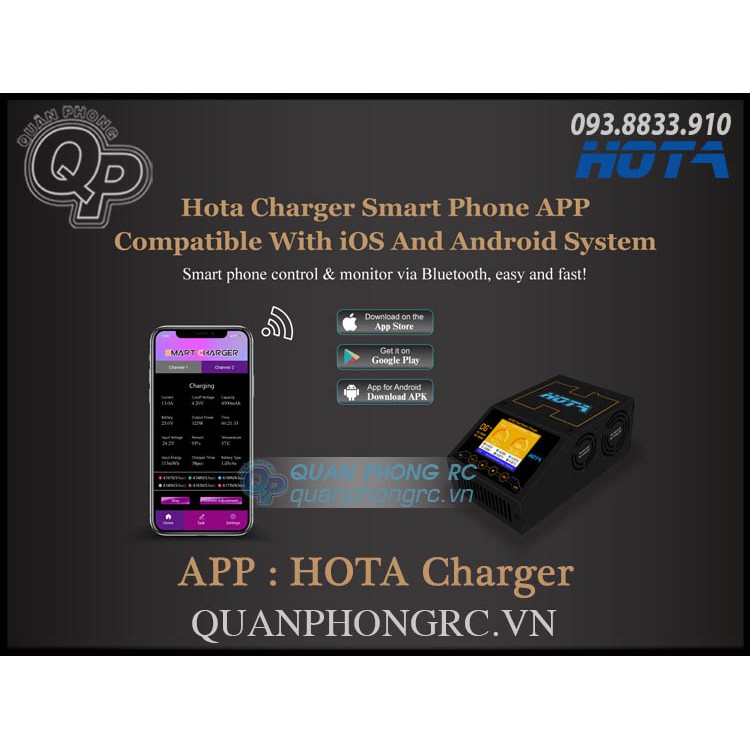 Sạc Đôi HOTA D6+ Dual Channel Smart Charger AC/DC Input