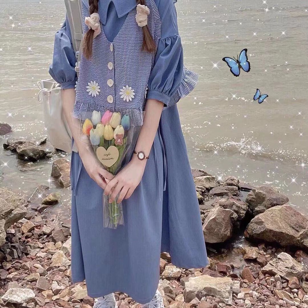 Bộ Áo Khoác + Chân Váy Họa Tiết Hoa Cúc Dễ Thương Thời Trang Mùa Hè Cho Nữ