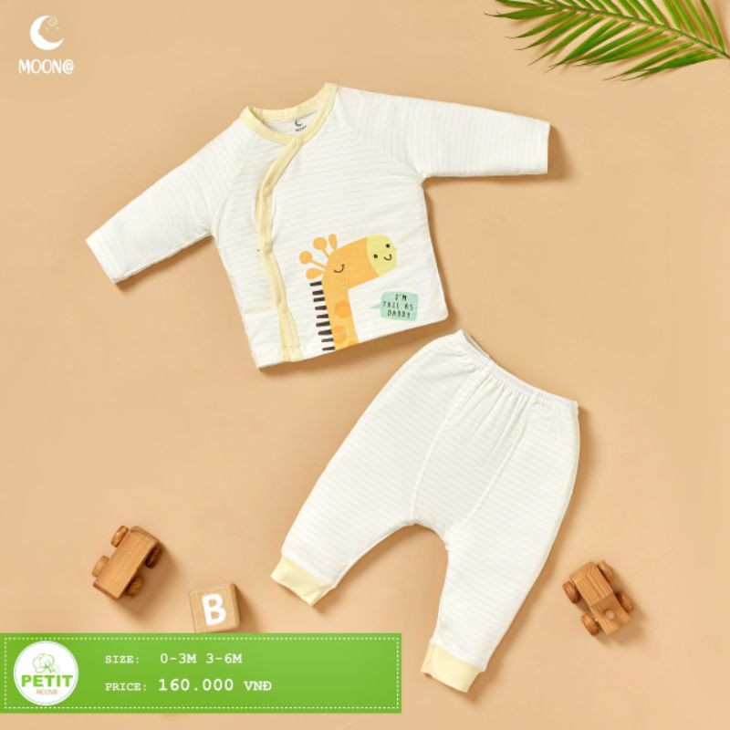 Moon -  Bộ sơ sinh cài chéo petit cho bé sơ sinh 3-7kg