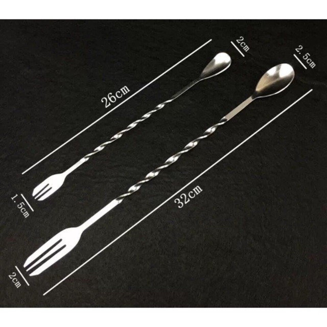 [Mã LIFE10K1904 giảm 10K đơn 20K] [Sỉ] Thìa muỗng khuấy bar spoon bartender đầu tròn hai đầu inox 26cm - 32cm | BigBuy360 - bigbuy360.vn