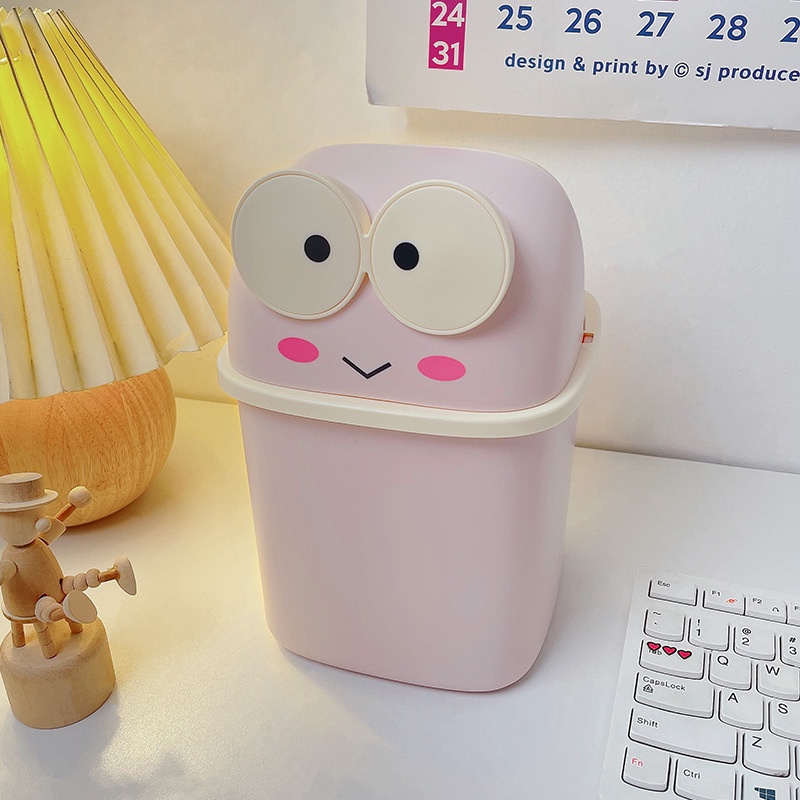 Thùng Rác Nắp Lật Mini Để Bàn Bằng Nhựa Tiện Dụng