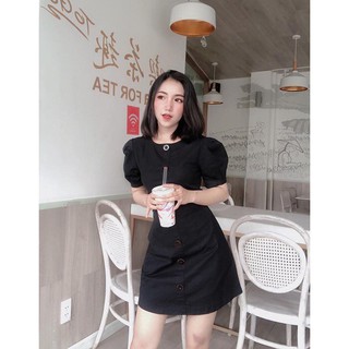 Đầm công sở nút to