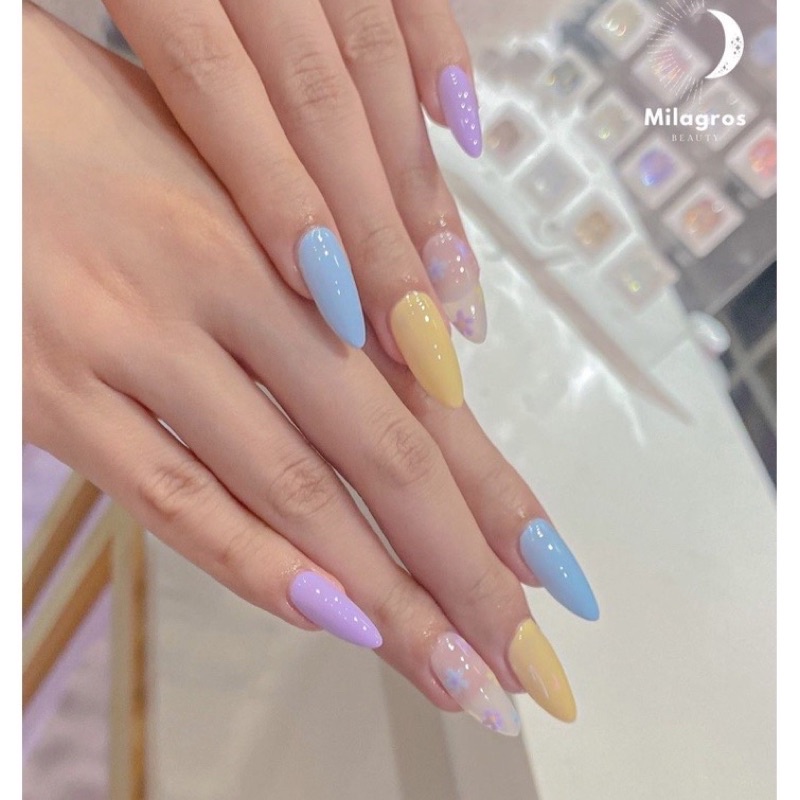 Nail box thiết kê theo tay màu pastel hàn ảnh thật