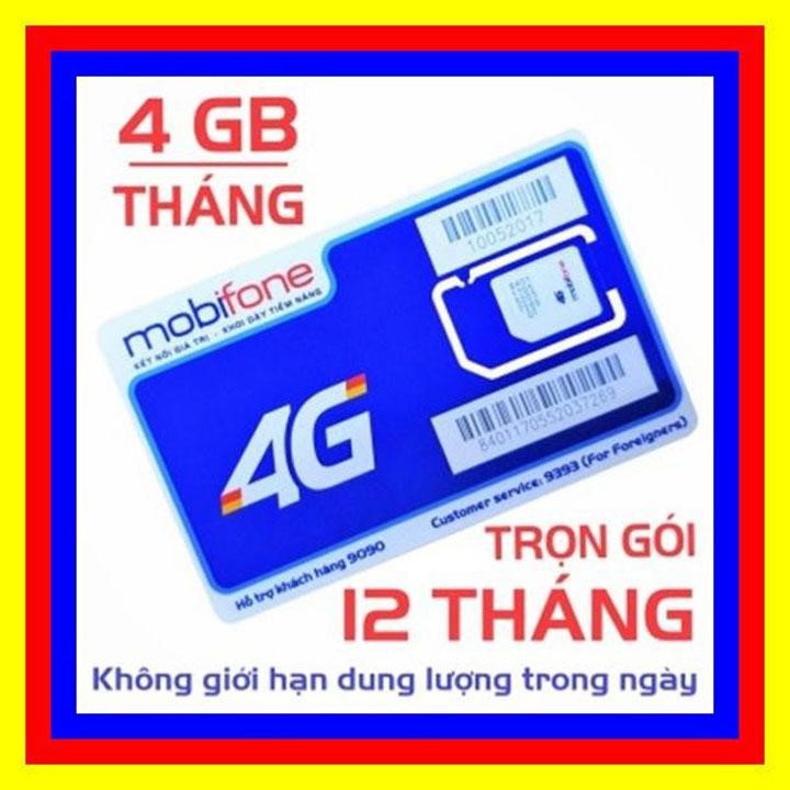 Sim 4G Mobifone trọn gói 1 năm không nạp tiền MDT250A (4GB/Tháng) Tốc Độ Cực Định Mạng Ổn Định Sim Đủ 12 Tháng