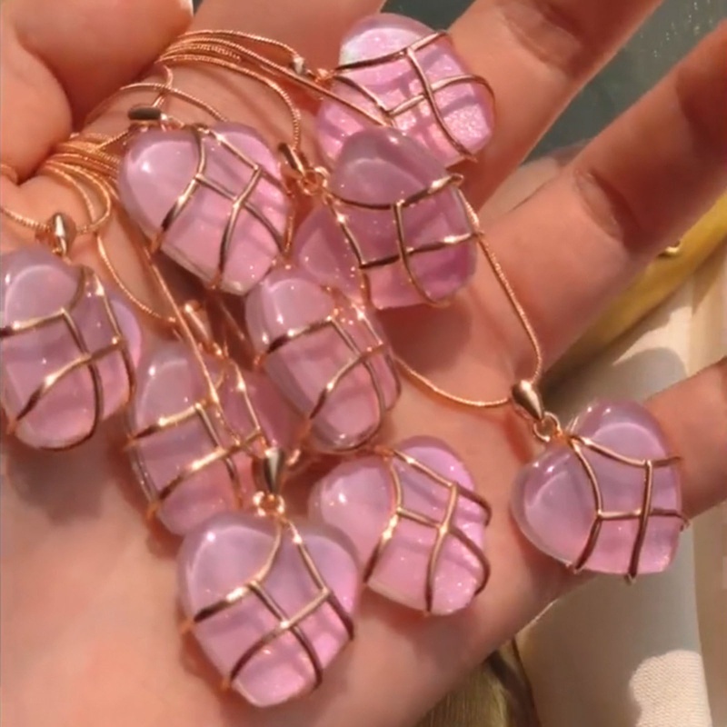 Vòng cổ Mặt Đá Quý Hình Trái Tim Phong Cách Vintage Cho Nữ