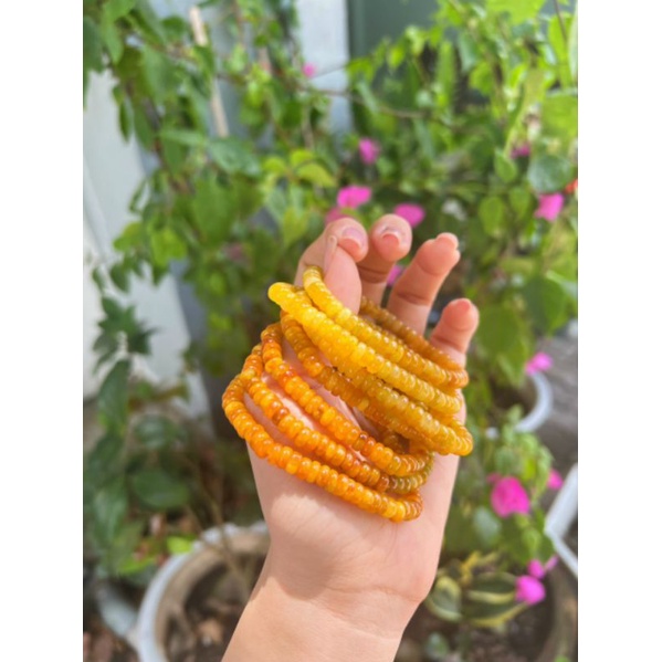 Vòng tay nữ 6 ly bánh xe ngọc màu xanh, màu vàng, màu trắng