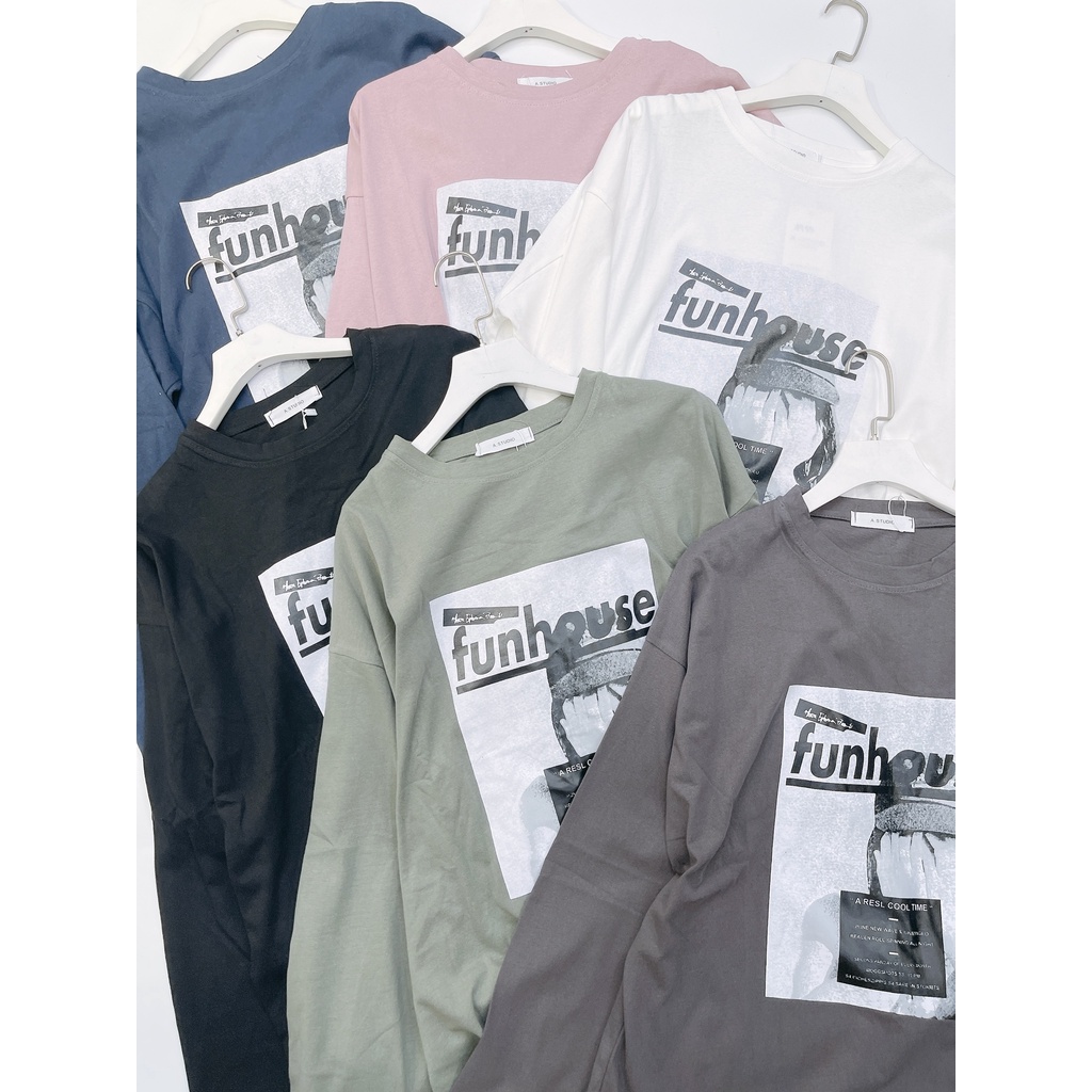 Áo thun dài tay Oversize in hình phong cách Hàn Quốc 1493 IMES SHOP