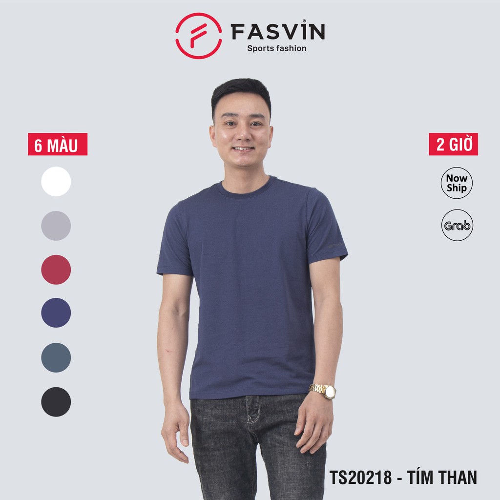 Áo thun nam trơn COTTON  FASVIN chất mềm mát co giãn dáng thể thao trẻ đẹp TS20218.HN | BigBuy360 - bigbuy360.vn