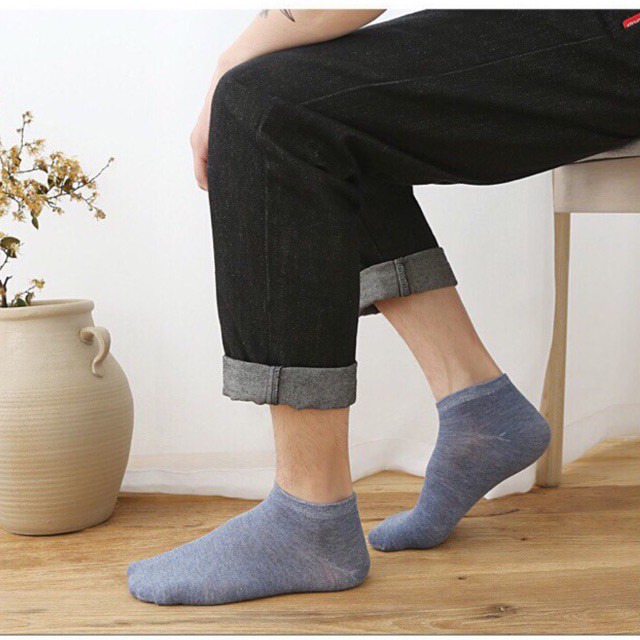 Combo 10 đôi tất vớ cổ ngắn nam nữ màu trầm kháng khuẩn chống hôi chân