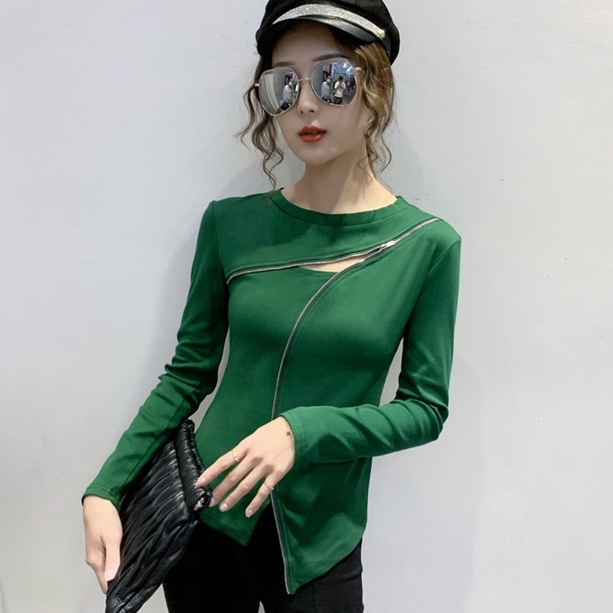 Áo thun dài tay nữ Có Khoá Kéo Kiểu Dáng