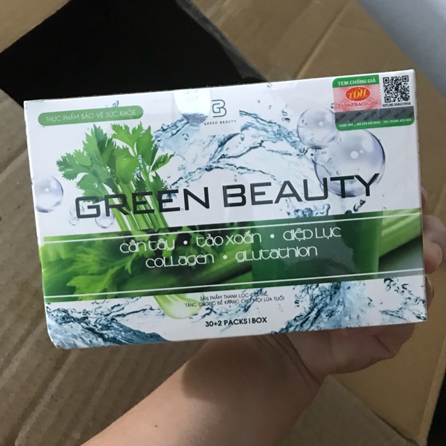 (HÀNG CHÍNH HÃNG)TINH CHẤT NƯỚC ÉP CẦN  TÂY GREEN BEAUTY(32 gói)kèm thẻ bảo hành