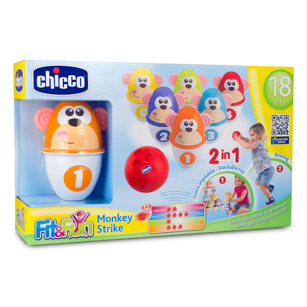 Bộ đồ chơi Bowling Khỉ con Chicco 18M+ ( bộ 6 chiếc)