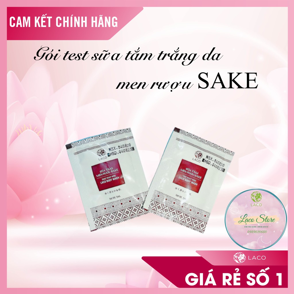 Gói test sample sữa tắm trắng da men rượu SAKE