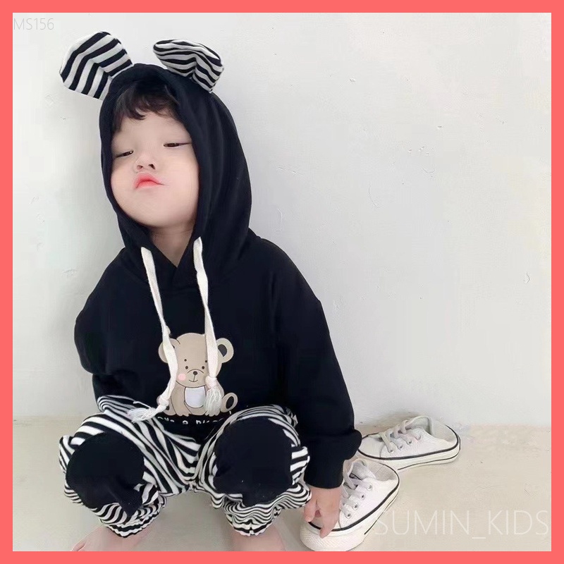 Đồ bộ dài tay em bé trai - Quần áo trẻ em Sumin Kids - Set thể thao áo nỉ có mũ
