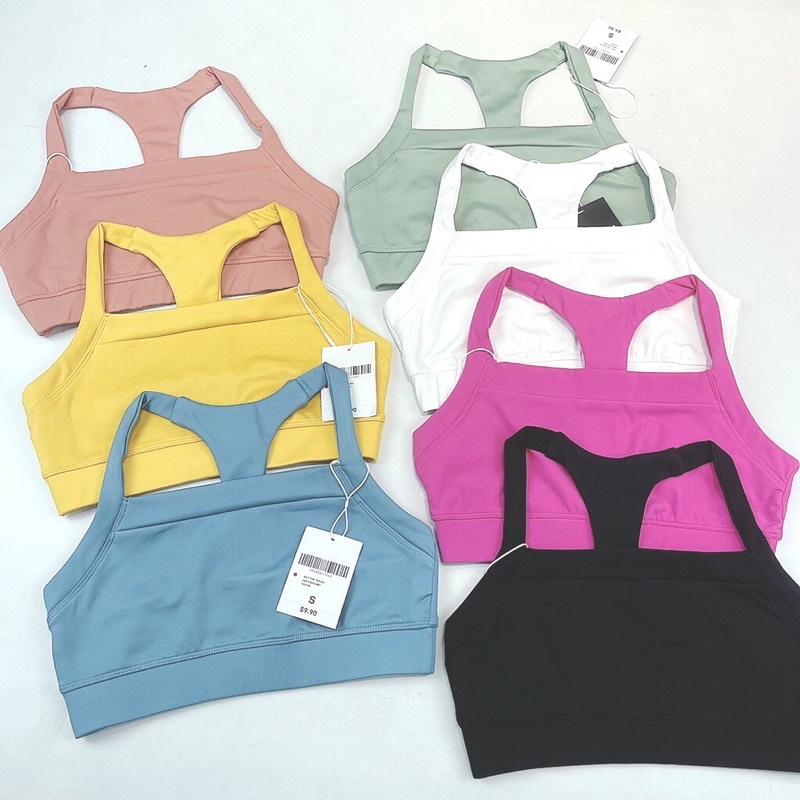 Áo tập bra thể thao gym Yoga chất vải thun poly dày dặn, co dãn tốt.