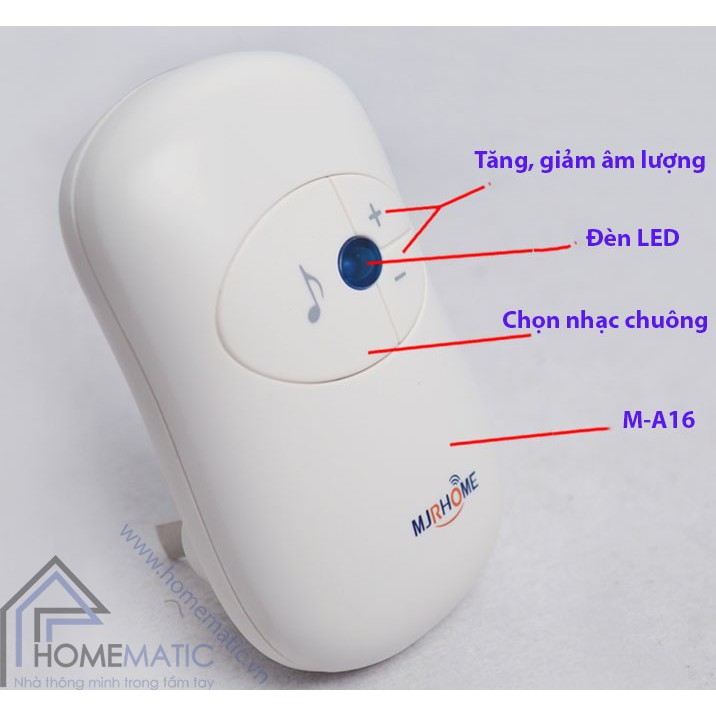 [INCU16APR] Chuông không dây MJRHOME M-A16 Chống Thấm nước (Bảo hành 12 tháng)