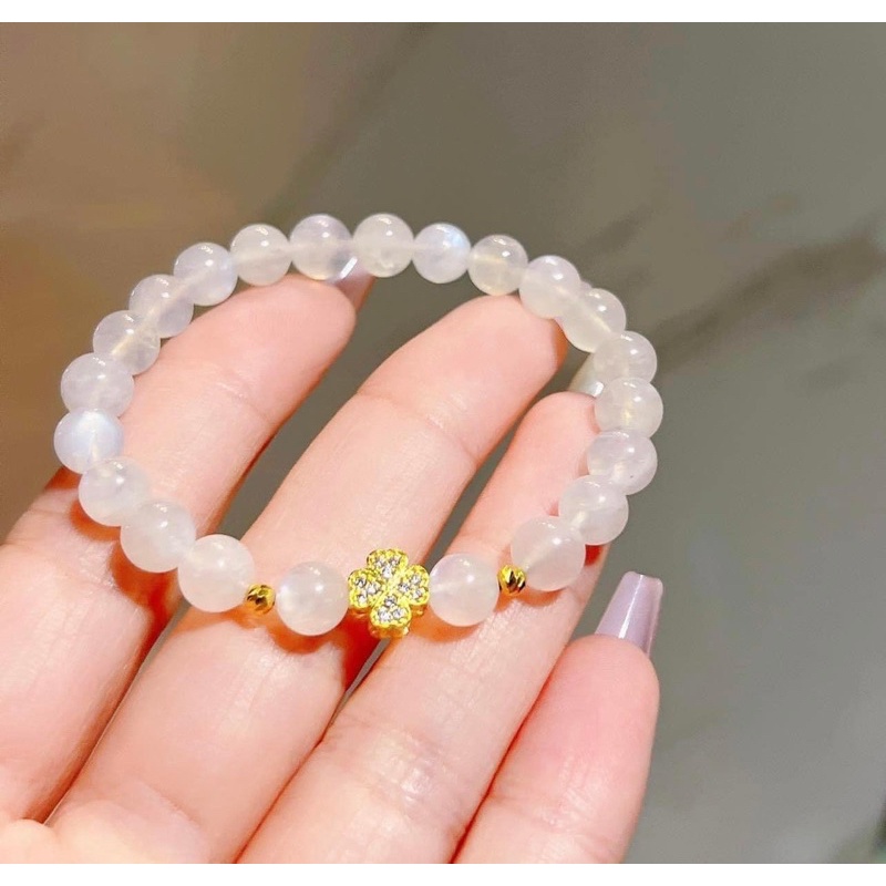 Charm 4 lá đá vàng tây10k xuyên mix vòng hoặc làm mặt dây chuyền size 8-10li
