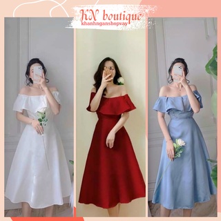 Váy dạ hội đẹp trễ vai sang trọng, đầm dự tiệc sang chảnh chất liệu tafta K N Boutique