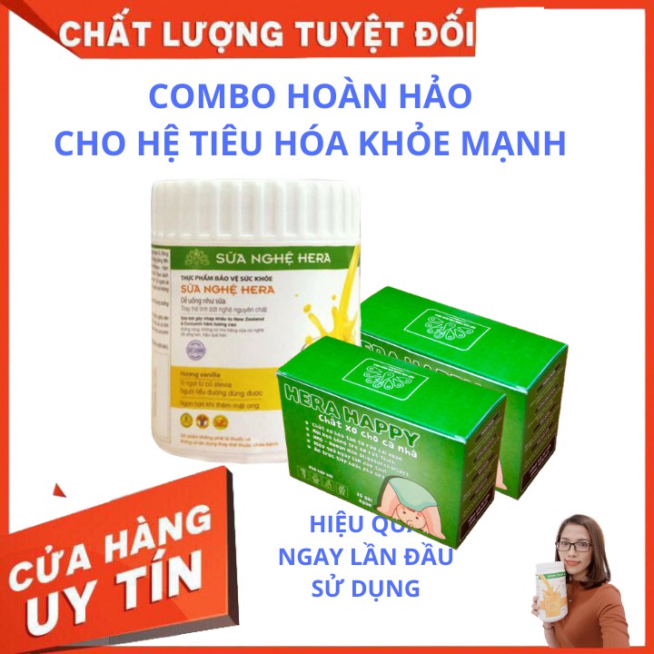 COMBO 01 Sữa Nghệ Hera 100g 💖2 Hộp Chất Xơ Hera Happy 💖 Hỗ Trợ Điều Trị đau Dạ Dày💖 Hết táo bón, TỐT CHO TIÊU HÓA