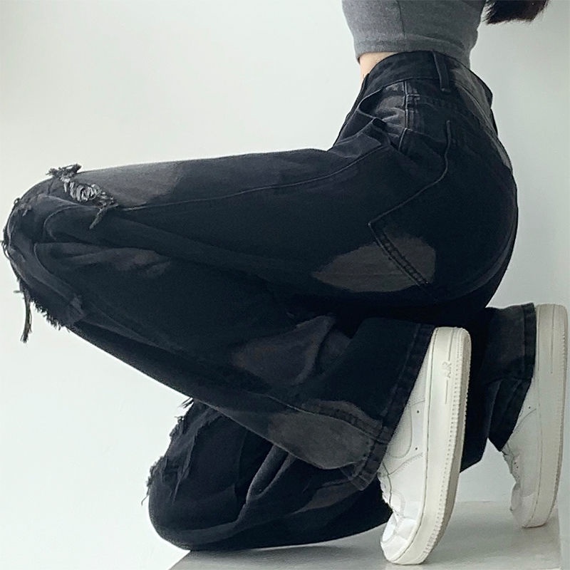 Quần dài ống rộng phong cách đường phố Âu Mỹ thời trang mùa thu cho nữ size lớn