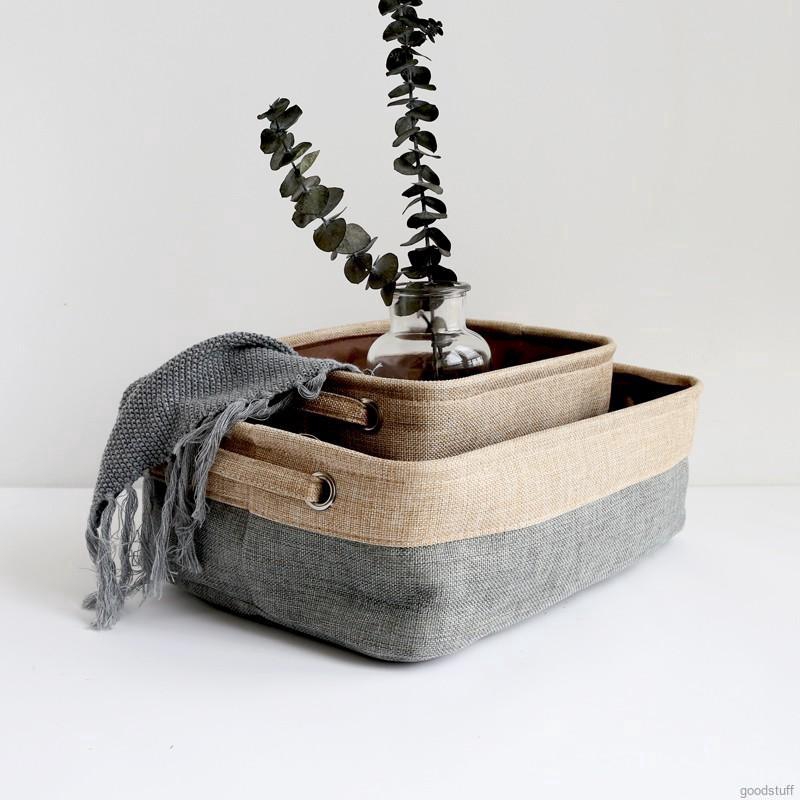 Hộp đựng đồ không nắp bằng vải cotton lanh dùng trên xe ô tô